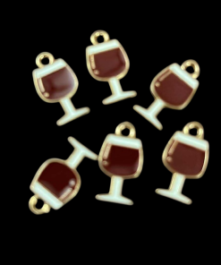 Wine Glass Enamel Charm