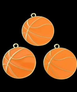 Orange Basketball Enamel Charm