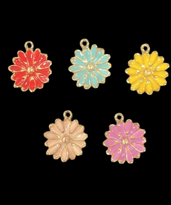 Mixed Colour Flower Enamel Charm