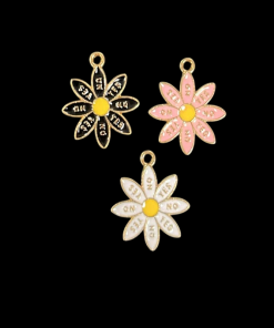 Mixed Colour Yes And No Flower Enamel Charm