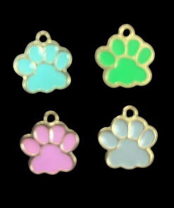Mixed Colour Dog Paw Enamel Charm