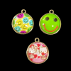 Mixed Colour  Smiley Face Enamel Charm