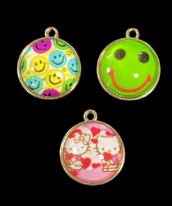 Mixed Colour  Smiley Face Enamel Charm