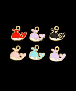 Mixed Colour Whale Enamel Charm