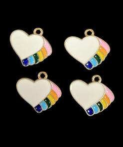 Mixed Colour Heart Enamel Charm