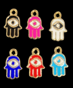 Mixed Colour Hamsa Hand Evil Eye Enamel Charm