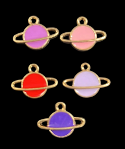 Mixed Colour Planet Enamel Charm