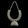 German Silver Goddess Lakshmi Pendant Necklace With Elephant Carvings