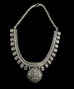 German Silver Goddess Lakshmi Pendant Necklace
