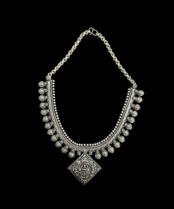 German Silver Goddess Lakshmi Pendant Necklace