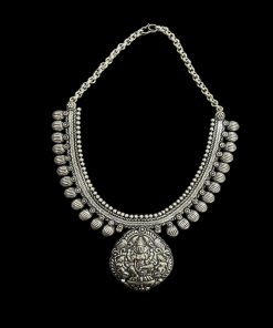 German Silver Goddess Lakshmi Pendant Necklace