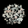 Mixed Design And Size Pearl Finish Acrylic Beads - Grey With White