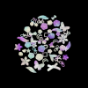 Mixed Design And Size Pearl Finish Acrylic Beads - Lavender With White