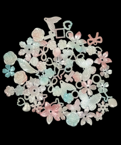 Mixed Design And Size Pearl Finish Acrylic Beads - Pastel Colour