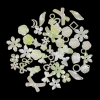 Mixed Design And Size Pearl Finish Acrylic Beads - Pista Green With White