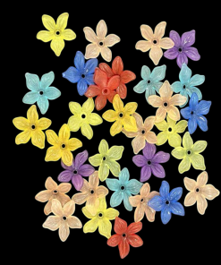 Mixed Colour Five Petal Flower Acrylic Bead Charm