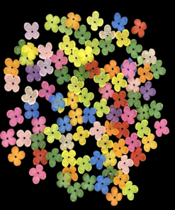 Mixed Colour Four Petal Flower Acrylic Bead Charm