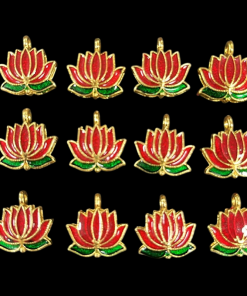 Lotus Enamel Charm - Pink With Green