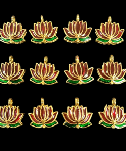Lotus Enamel Charm - Maroon With Green
