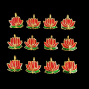 Lotus Enamel Charm - Red With Green