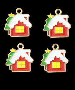 Christmas Tree House Enamel Charm