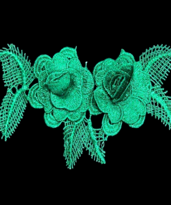 Floral Embroidered Applique - Green