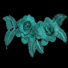Floral Embroidered Applique - Dark Green