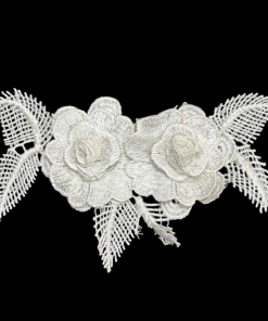 Floral Embroidered Applique - White