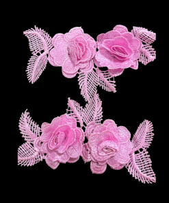 Floral Embroidered Applique - Baby Pink