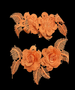 Floral Embroidered Applique - Orange