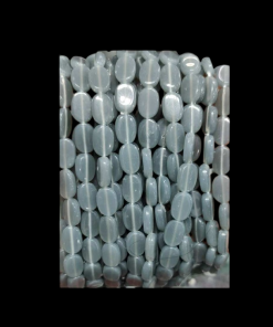 Transparent Flat Oval Glass Beads - Grey