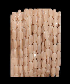 Transparent Flat Oval Glass Beads - Peach