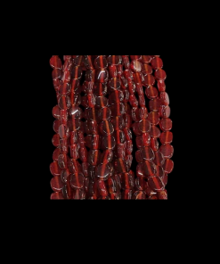 Transparent Flat Oval Glass Beads - Maroon