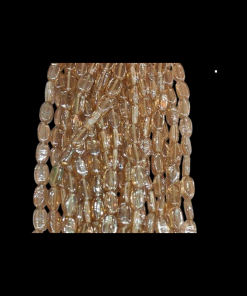 Transparent Flat Oval Glass Beads - Honey Colour