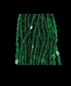 Transparent Flat Oval Glass Beads - Dark Green