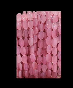 Transparent Flat Oval Glass Beads - Baby Pink