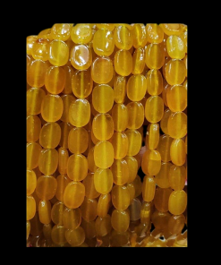 Transparent Flat Oval Glass Beads - Yellow