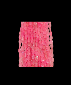 Transparent Flat Oval Glass Beads - Pink