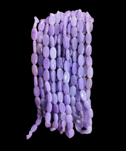 Transparent Flat Oval Glass Beads - Lavender