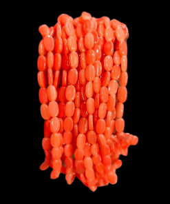 Transparent Flat Oval Glass Beads - Orange