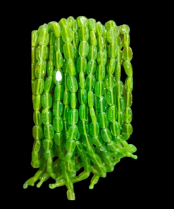 Transparent Flat Oval Glass Beads - Parrot Green