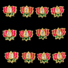 Lotus Shaped Kundan Meenakari Beads - Pink With Green