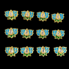 Lotus Shaped Kundan Meenakari Beads - Blue With Green