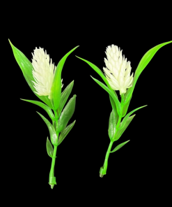 Miniature Plastic Plant - White With Green