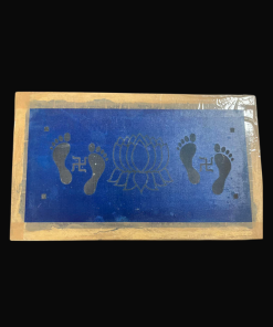 Wooden Rectangle Lakshmi Paada Lotus With Swastika Symbol