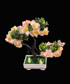 Artificial Flower Bonsai Plant And Rabbits