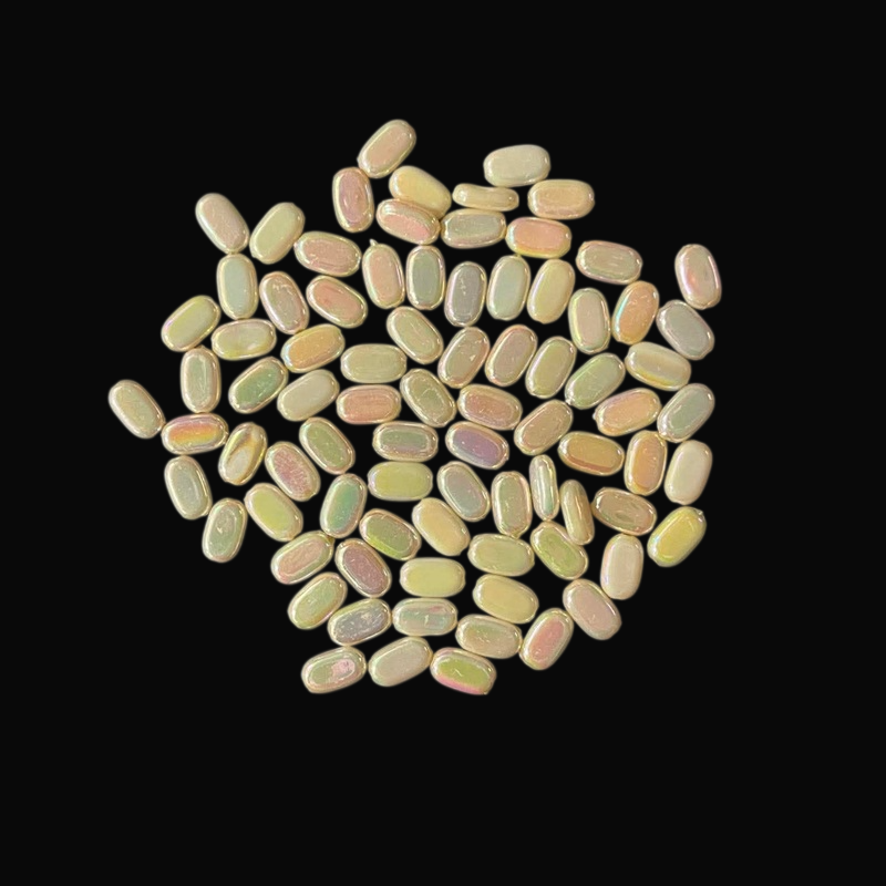 Flat Oval Double Shaded Acrylic Beads - Cream Colour