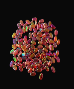 Flat Oval Double Shaded Acrylic Beads - Pink With  Red