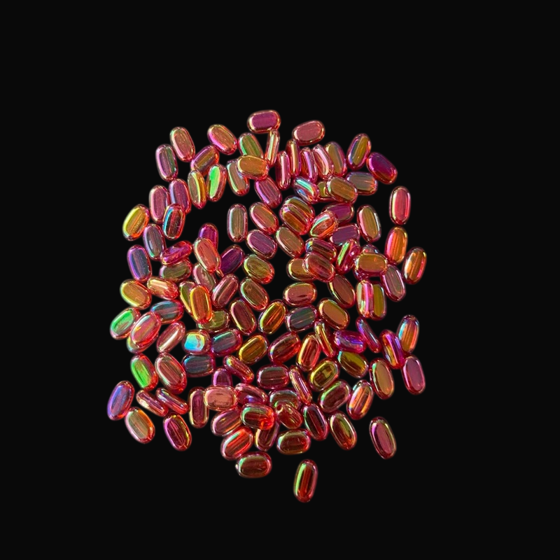 Flat Oval Double Shaded Acrylic Beads - Pink With Red