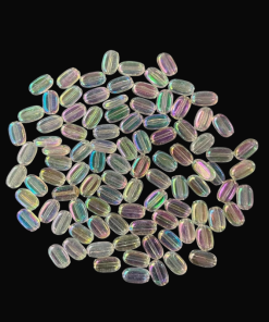 Flat Oval Double Shaded Acrylic Beads - White With Pink